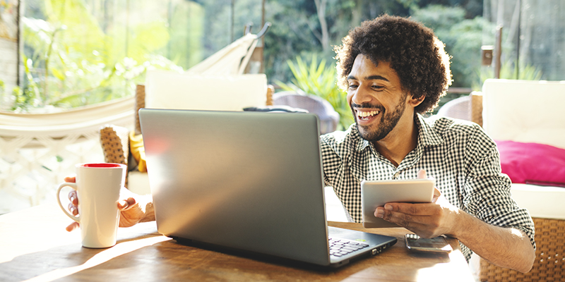 Man using laptop