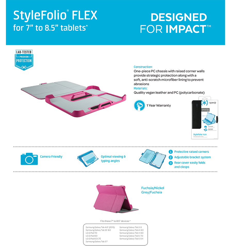StyleFolio Flex for 7-8.5 inch tablets - Pink