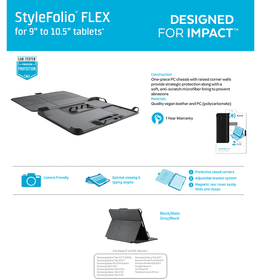 StyleFolio Flex for 9-10.5 inch tablets - Black