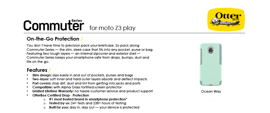 You don't have time to precision pack your briefcase. So pack along Commuter Series  the slim, sleek case that fits into any pocket, purse or bag. Featuring two tough layers  an internal slipcover and exterior shell  Commuter Series keeps your smartphone safe from drops, bumps, dust and life on the go.