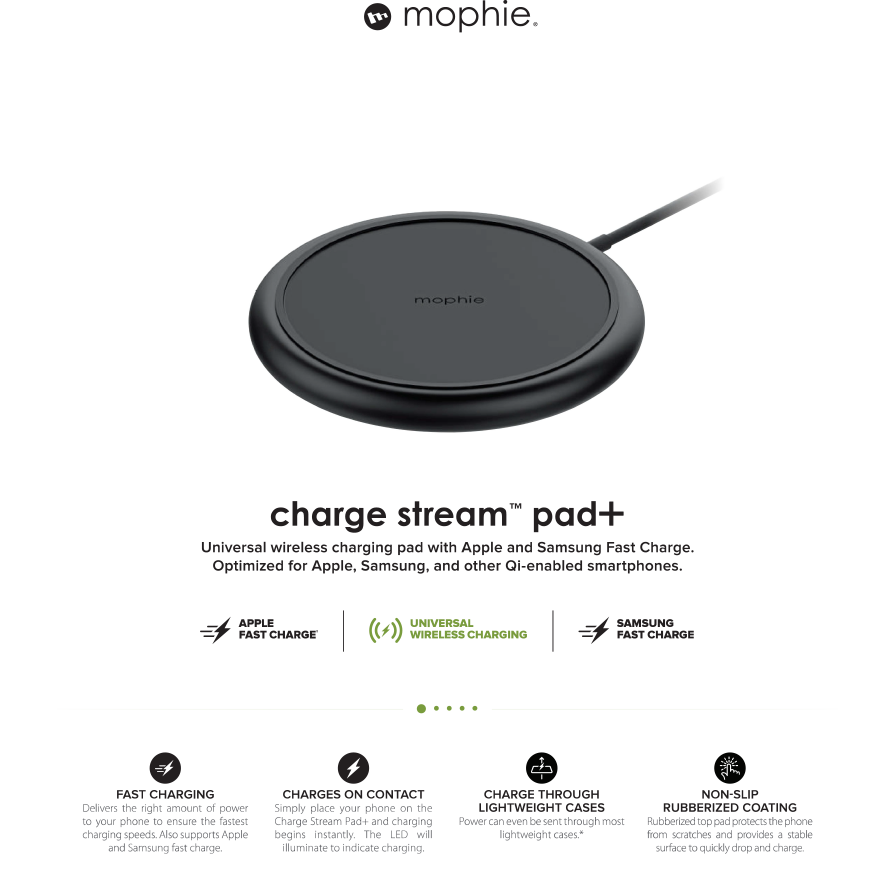 Universal wireless charging pad with Apple® and Samsung Fast Charge