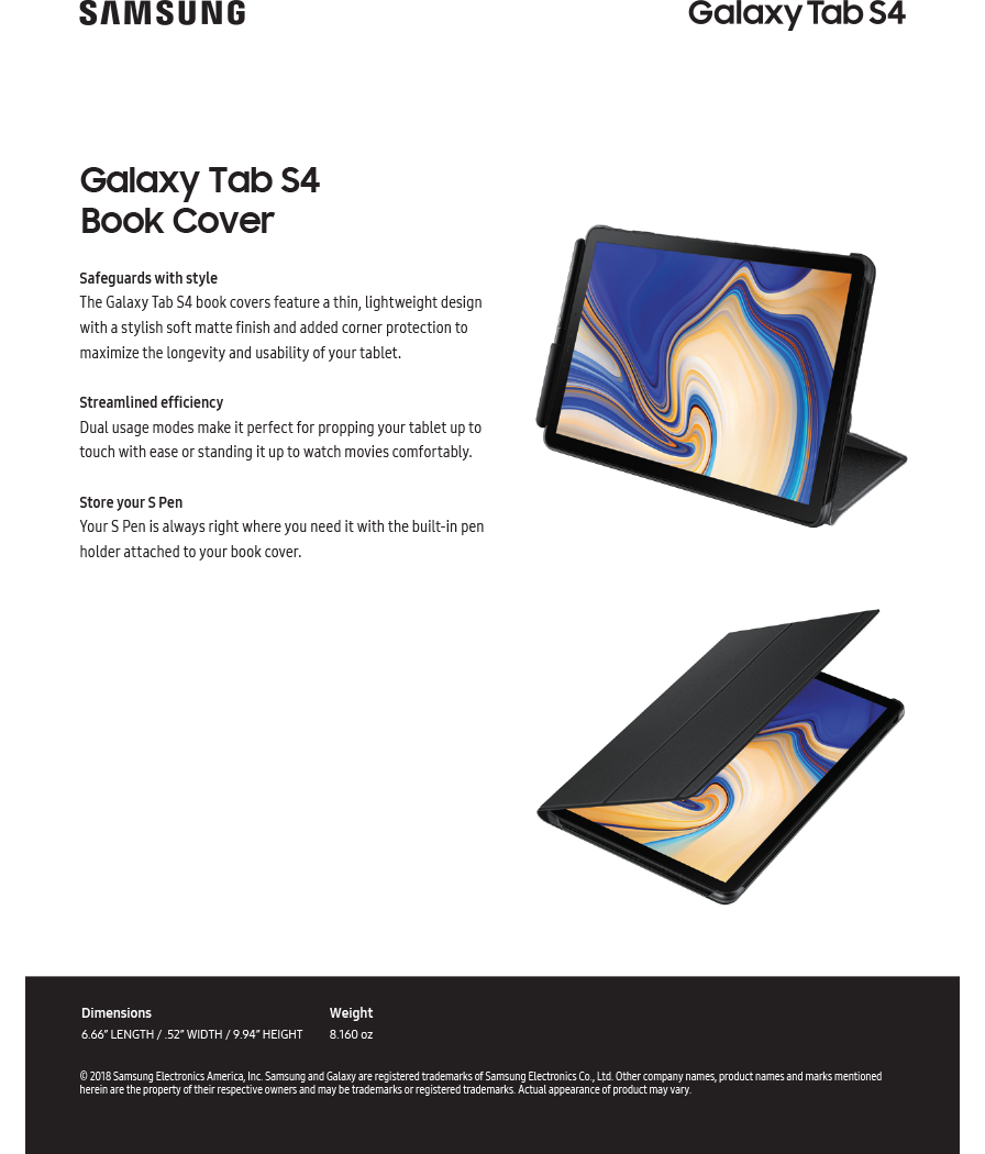 Book Cover for Galaxy Tab S4 - Black