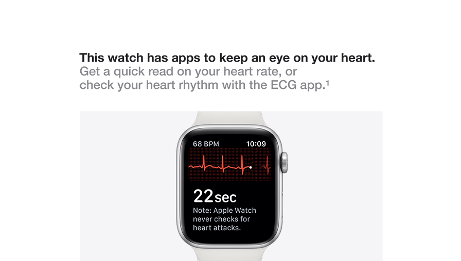 This watch has apps to keep an eye on your heart. Get a quick read on your heart rate, or check your heart rhythm with the ECG app.