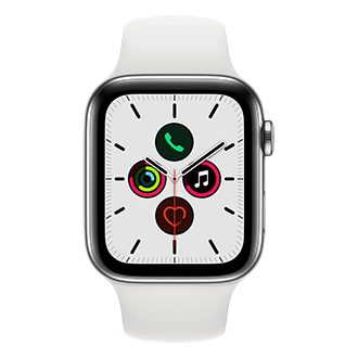dybtgående der ovre Grænseværdi Apple Watch Series 5 Cellular, 44mm Stainless Steel Case with White Sport  Band