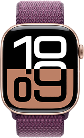 Apple® Watch Series 10 46mm, Rose Gold Aluminum Case/Plum Sport Loop