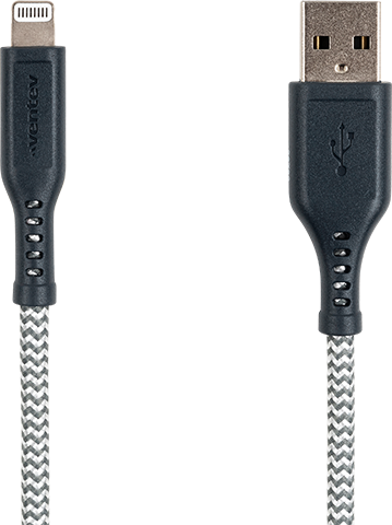 Ventev USB A to Apple Lightning Braided Cable 6ft Gray