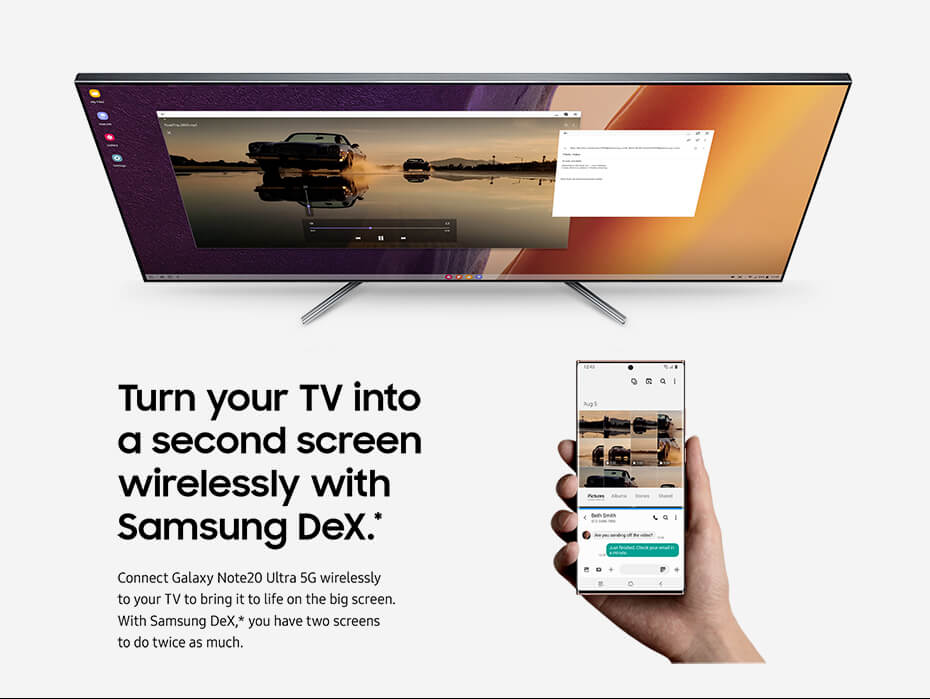 Turn your TV into a second screen wirelessly with Samsung DeX