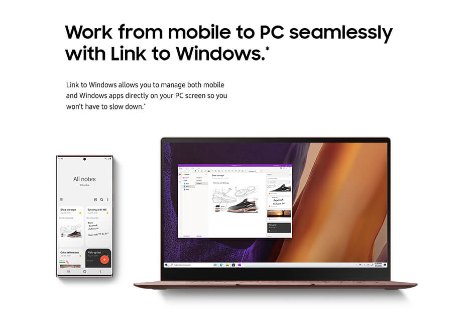 Work from mobile to PC seamlessly with Link to Windows