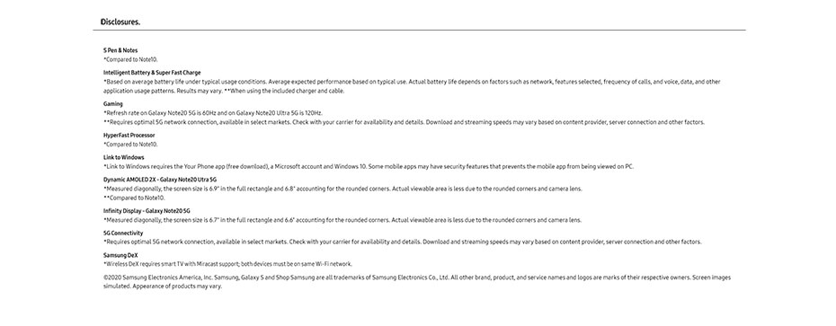 Samsung Galaxy Note20 legal