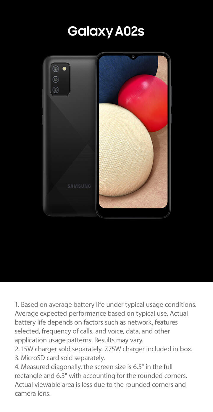 Samsung Galaxy A02 images and footer - mobile