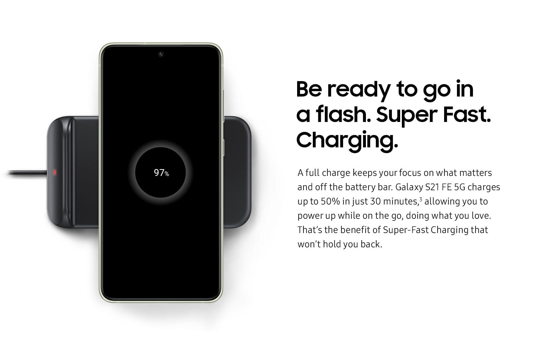 Be ready to go in a flash. Super Fast. Charging.