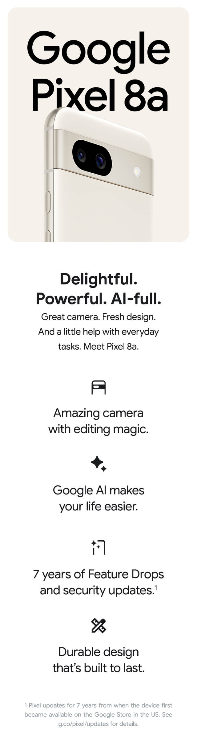 Google Pixel 8a. Delightful. Powerful. AI-full - mobile