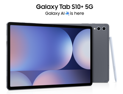 Front and back of Samsung Galaxy Tablet S10+ 5G with stylus