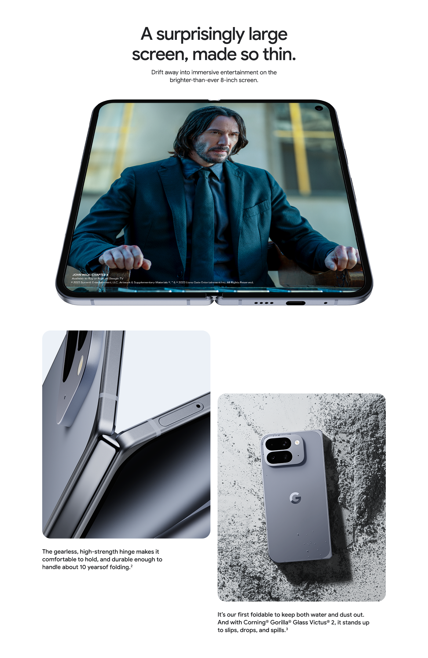 A surprisingly large screen, made so thin