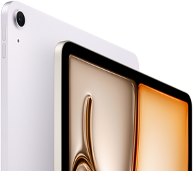 iPad Air, Purple color, front exterior, back exterior, 12MP Wide back camera on top left corner