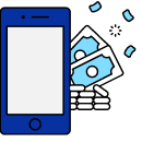 cell phone with money coming out