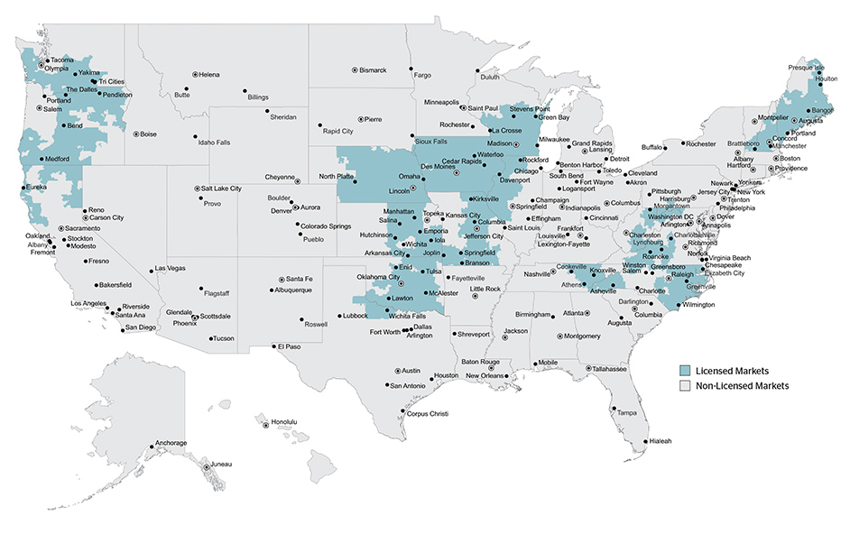 U.S. Cellular U.S. Cellular Licensed Markets Map