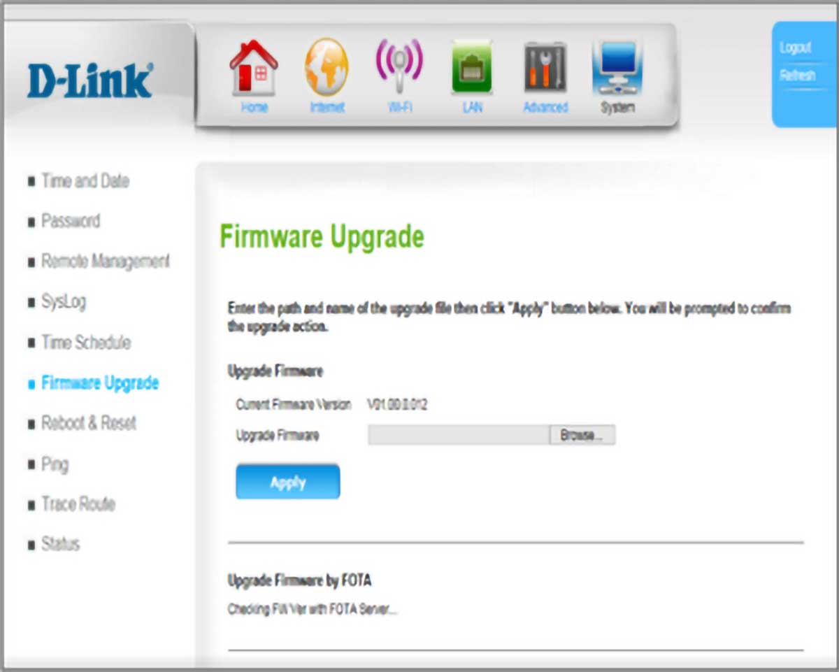 D-Link 4G LTE Router DWR-961 Checking Version Screen