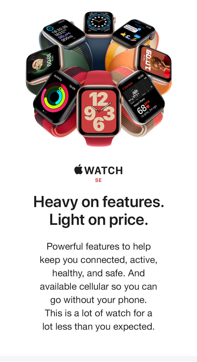 Apple Watch SE Heavy on features. Light on price mobile