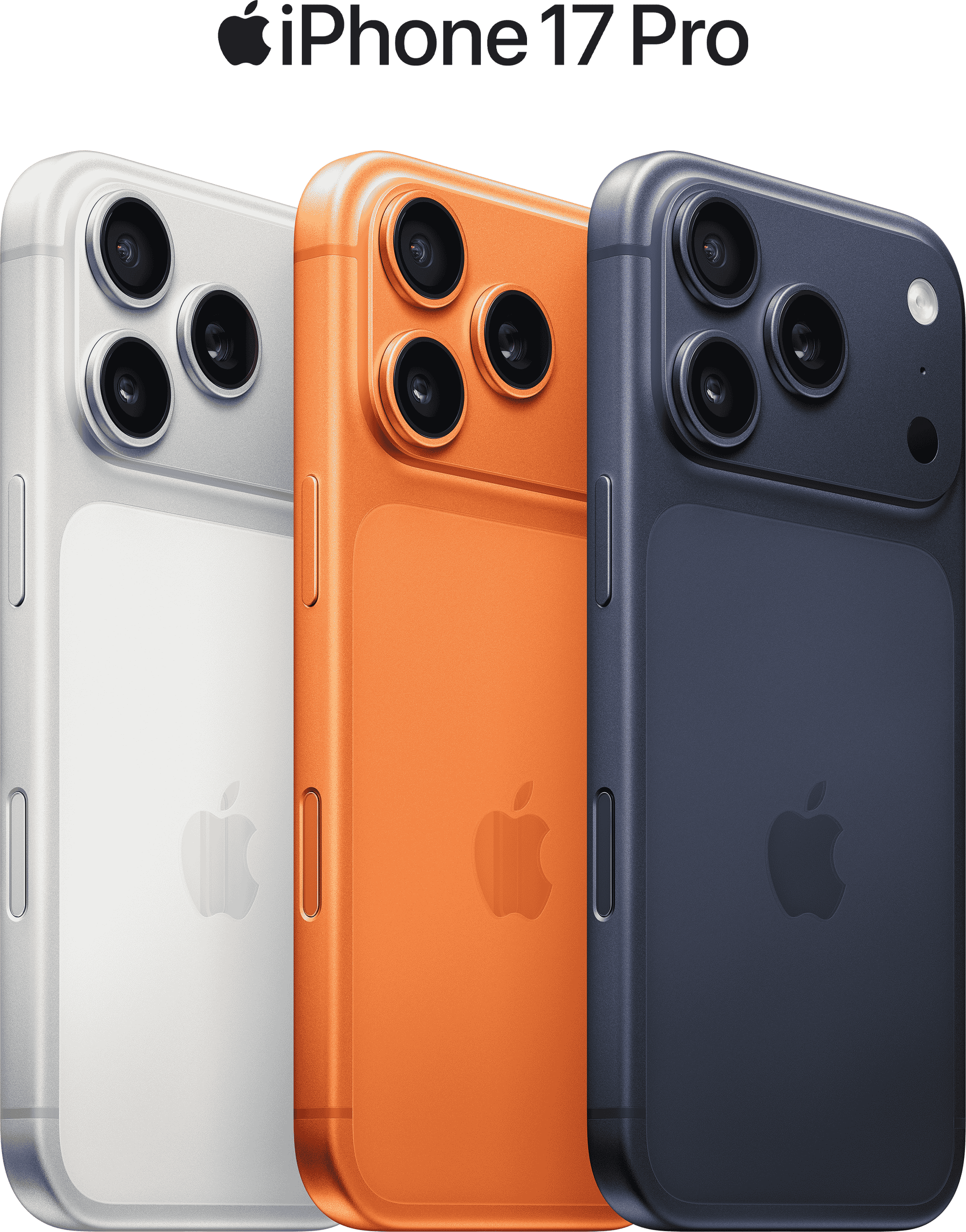 Apple iPhone 17 Pro shown in three colors